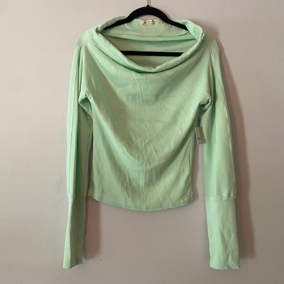 NWT We The Free Women's size XL Mint Green Boat Neck Ribbed Long Sleeve Shirt - Picture 1 of 11